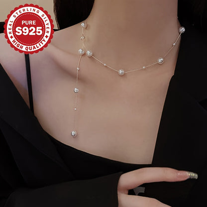 This S925 silver necklace features a single piece of pearl that can be styled in four different ways, making it perfect for banquets and weddings. With its noble and elegant design, this luxurious piece makes a high-end gift for Thanksgiving and