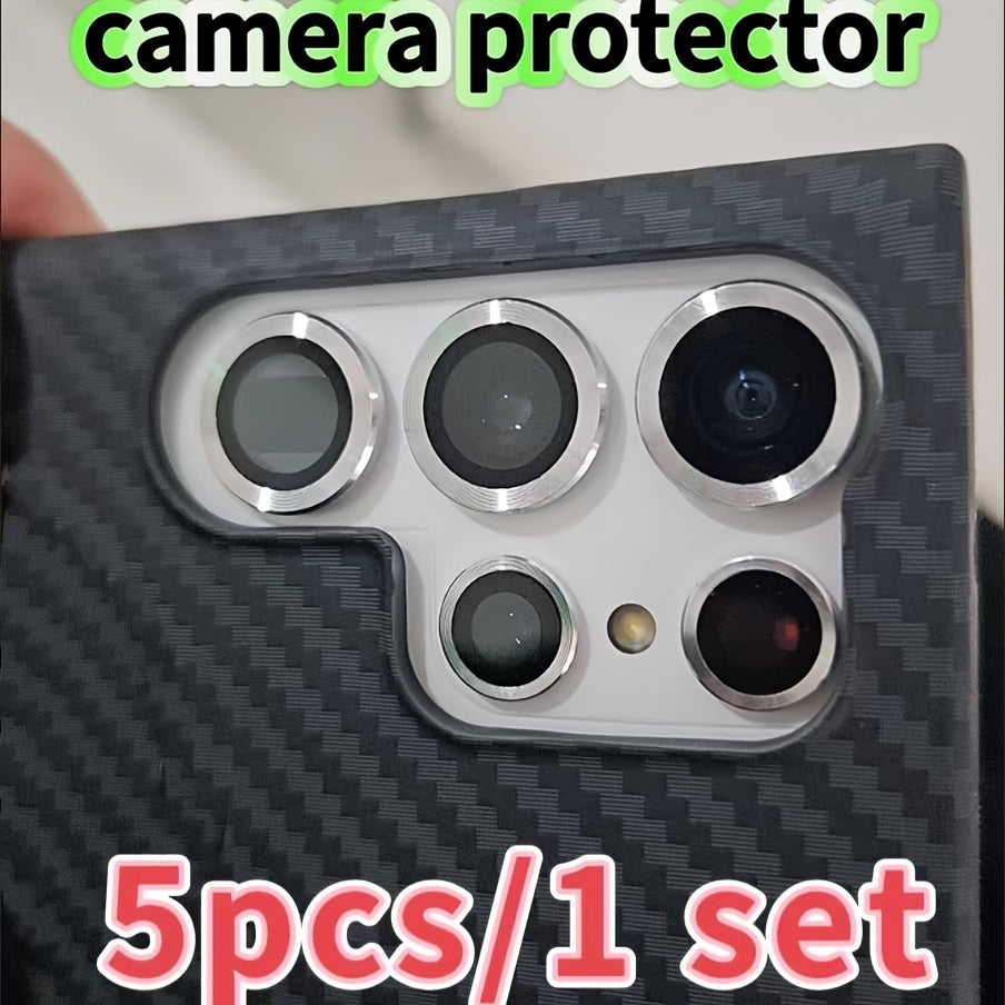 Camera protector rings for various Samsung devices in the A and S series, designed to protect camera lenses.