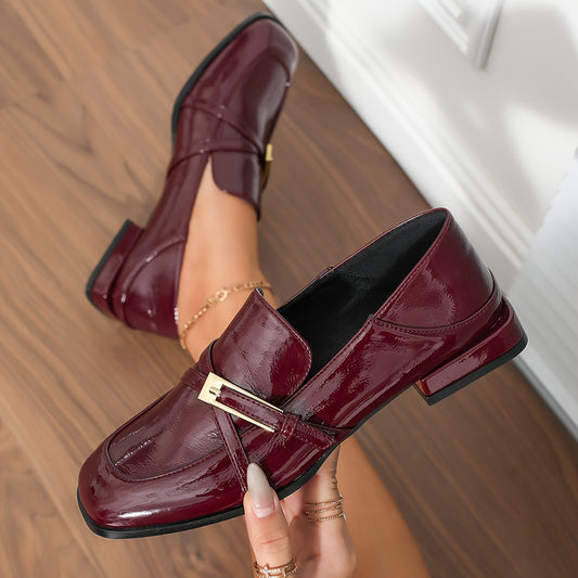 Stylish wine red loafers for women with a single strap