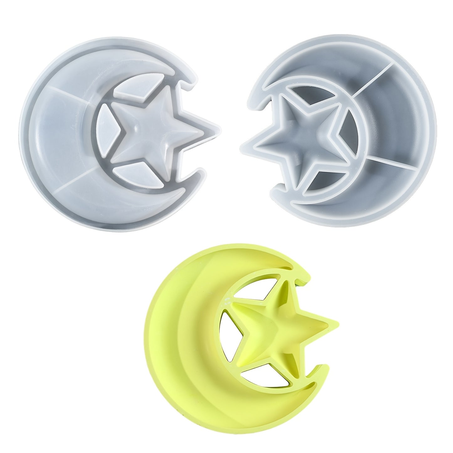 LEQU Silicone Resin Molds in Star and Moon Designs for DIY Crafts and Organization, Perfect for Home Decor and Jewelry Display.