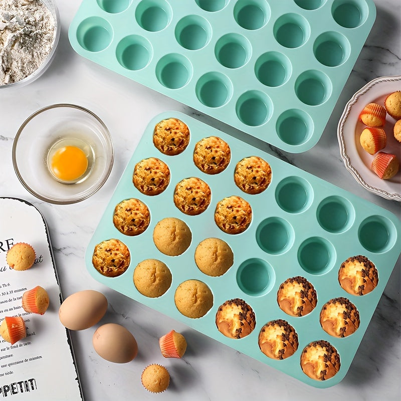 Mini Muffin Pan - 1 dona (32.26 sm X 21.59 sm) yopishqoq pishirish cupcake pan, oziq-ovqat darajasida, 24 teshikli puding qolipi, pech aksessuarlari, oshxona gadjetlari, pishirish asboblari, oshxona aksessuarlari