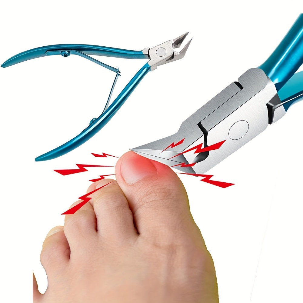 Ingrown toenail tool: 1PC stainless steel nail clipper with sharp pointed tip for thick nails, wide jaw toenail cutter, professional podiatry tool.