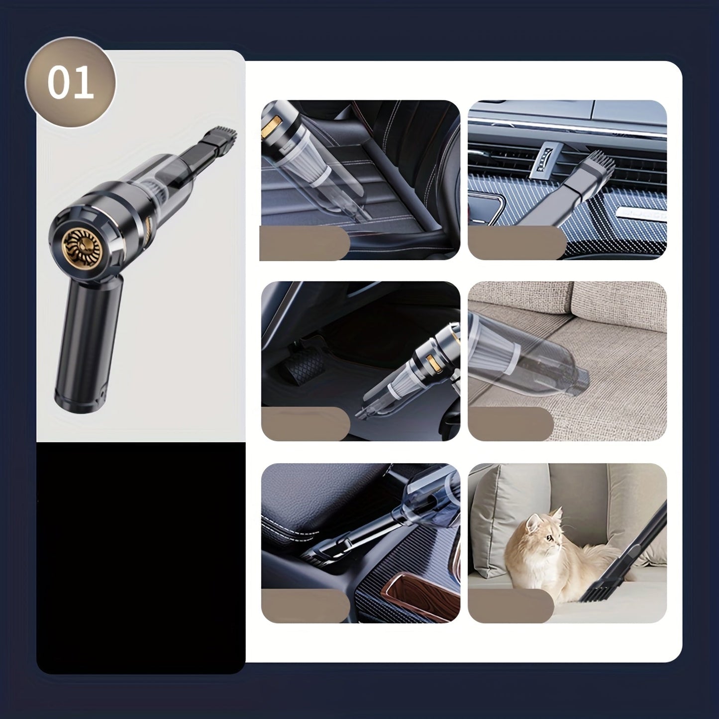 The Ultra-Power 100W Cordless Handheld Vacuum Cleaner boasts 16000Pa Suction Power, 3-Speed Motor, and a Rechargeable 2000mAh Battery. Ideal for cleaning cars, offices, and homes, this Cordless Vacuum Cleaner is a versatile and efficient cleaning