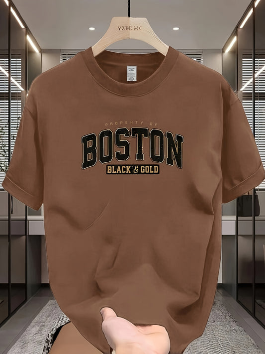 Men's casual cotton t-shirt made with 100% cotton fabric and a crew neck design. Features short sleeves, slight stretch knit fabric, and solid color. Offers all-season comfort and a regular