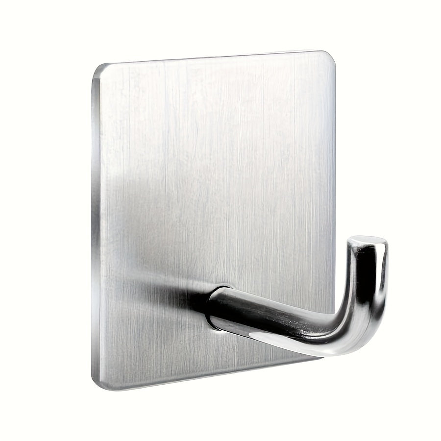 Stainless steel adhesive hooks, no-drill wall hooks for bathroom, kitchen, door.