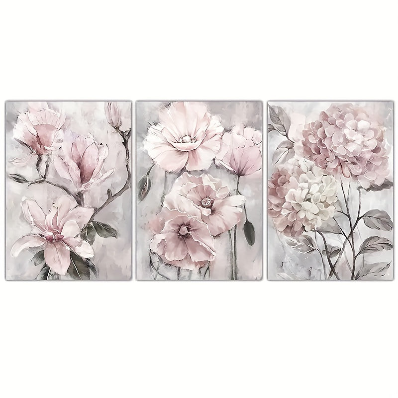 3 canvas paintings of beautiful flowers posters for living room wall art, perfect home decor without frame.