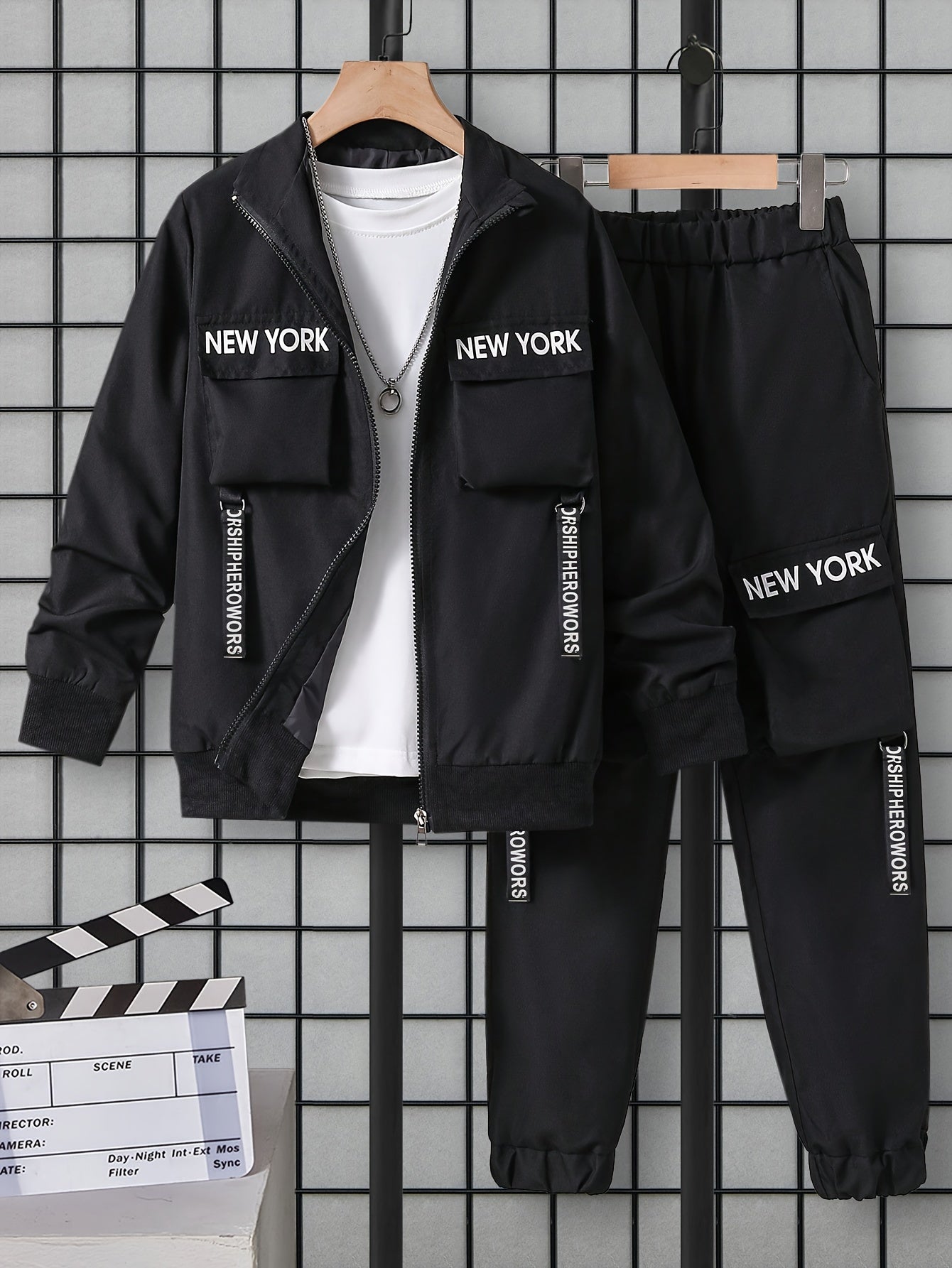 [Customer Favorite] Men's Spring/Autumn Outfit: Zipper Jacket + Elastic Waist Pants Set for Young Adults, Casual and Comfortable for Outdoors.