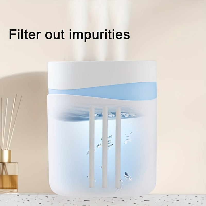 USB-powered 4.0L large capacity humidifier with cool mist. Quiet operation, doubles as aroma diffuser and humidifier with three mist outlets. Non-rechargeable, offers various mist settings