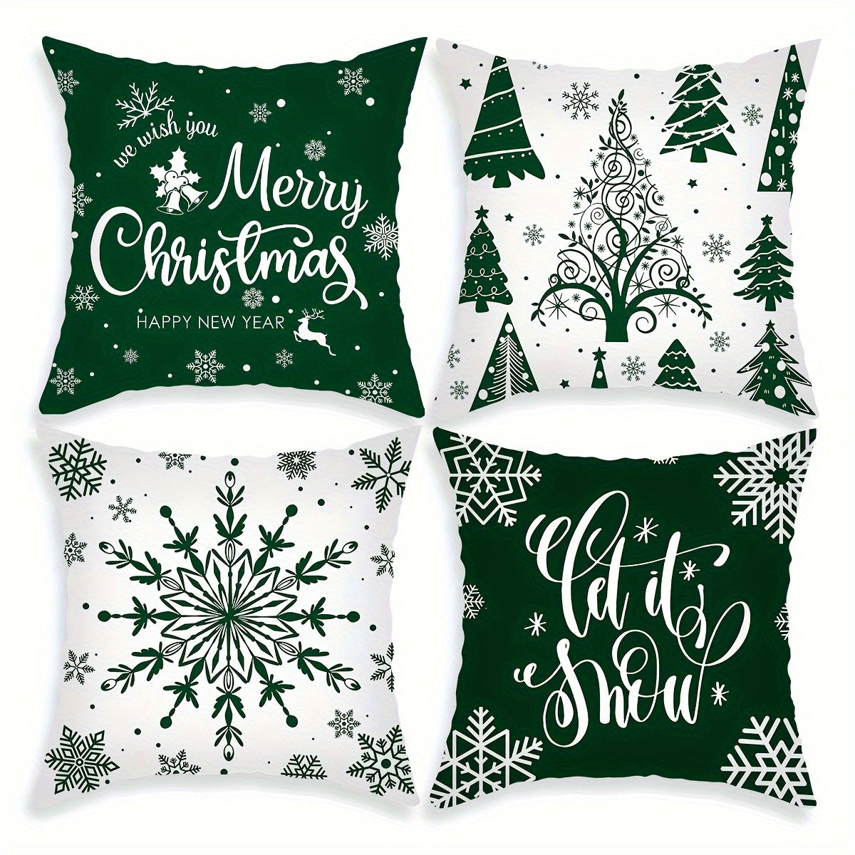 Set of 4 Merry Christmas Throw Pillow Covers for Home Decor in Every Room