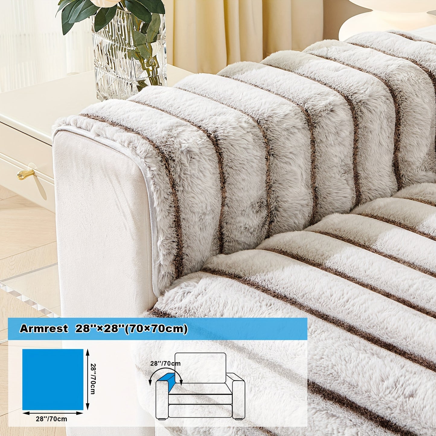 Soft, pet-friendly faux mink sofa slipcover with sherpa fleece for single to four seater sofas. Machine washable and non-slip.