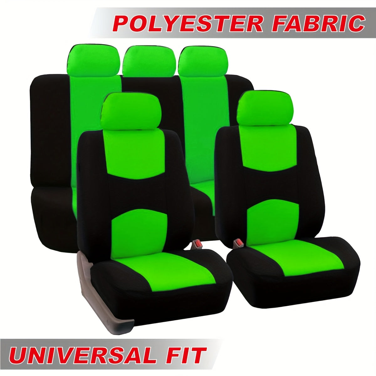 Polyester car seat cover set for 5 seats cars.