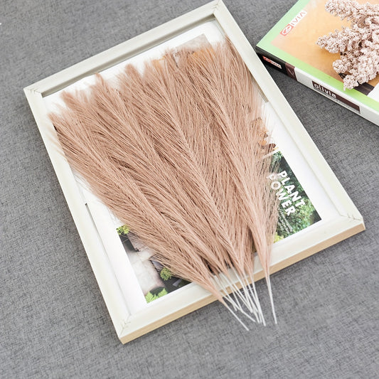 10 artificial single fork pampas grass pieces, 43cm/16.9inch in length, ideal for minimalist Nordic home decor or farmhouse wedding decoration.