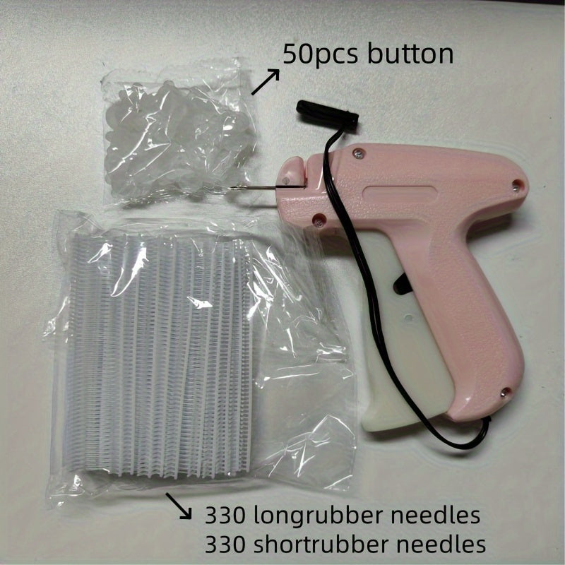 Set of Quick Stitch Comforter Clips includes 50 bear clips and 660 adhesive pins. This handheld sewing device is perfect for fastening clothing buttons and is ideal for clothes, quilts, and sheets. Made from durable polypropylene material, it is