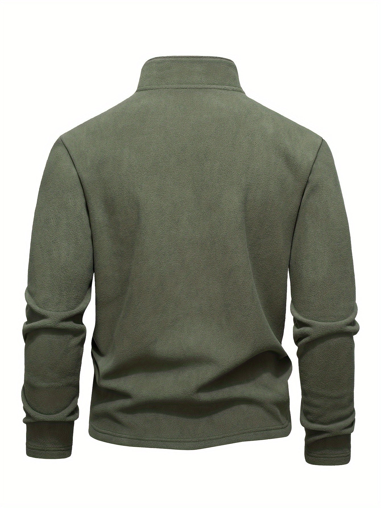 Men's solid color fleece outdoor sweatshirt with half-zip, stand-up collar design. Versatile for hiking, outdoor activities, and casual wear.