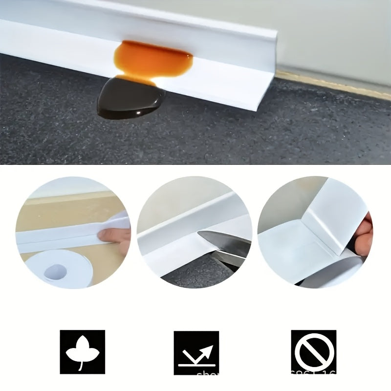 Waterproof, mold-resistant sealing tape for kitchen and bathroom made of durable PVC material with self-adhesive backing.