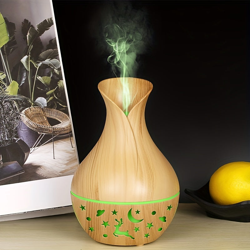 YAIAWISU Portable USB Humidifier with Essential Oil Diffuser: Quiet, Auto Shut-Off, 7 Color Lights, Nightlight - Ideal for Home & Office Use. Made of Plastic.