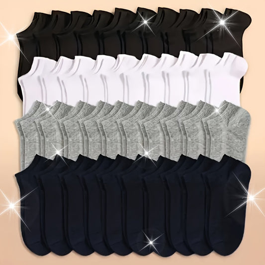 Men's 50/40 Double Pack Short Socks in Black, White, Gray, Navy Blue for casual and sports wear.