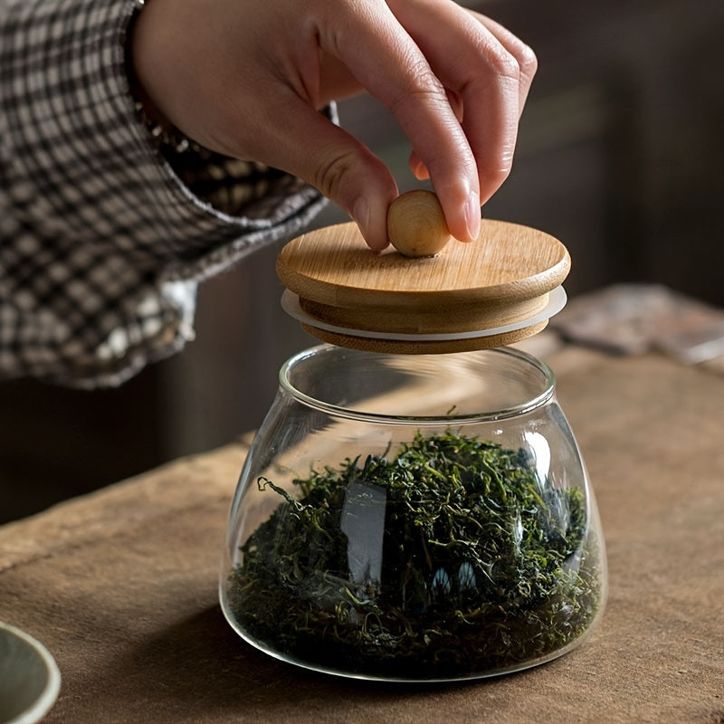 Clear Glass Jar with Lid - Perfect for Storing Candy, Tea, Nuts, and Gifts - Airtight Cylinder Canister for Tea Storage