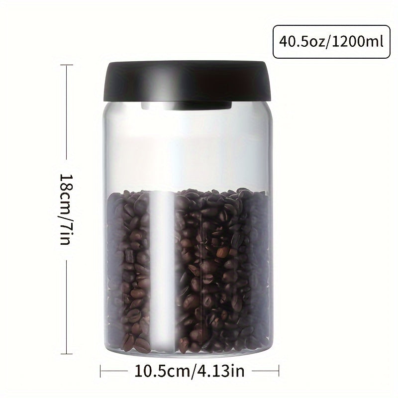 High-Quality Borosilicate Glass Vacuum Jar for Coffee Beans and Kitchen Storage - Available in 500ml, 900ml, 1200ml, and 1800ml Capacities - Transparent, Durable, and Ideal for Preserving Freshness and Aroma