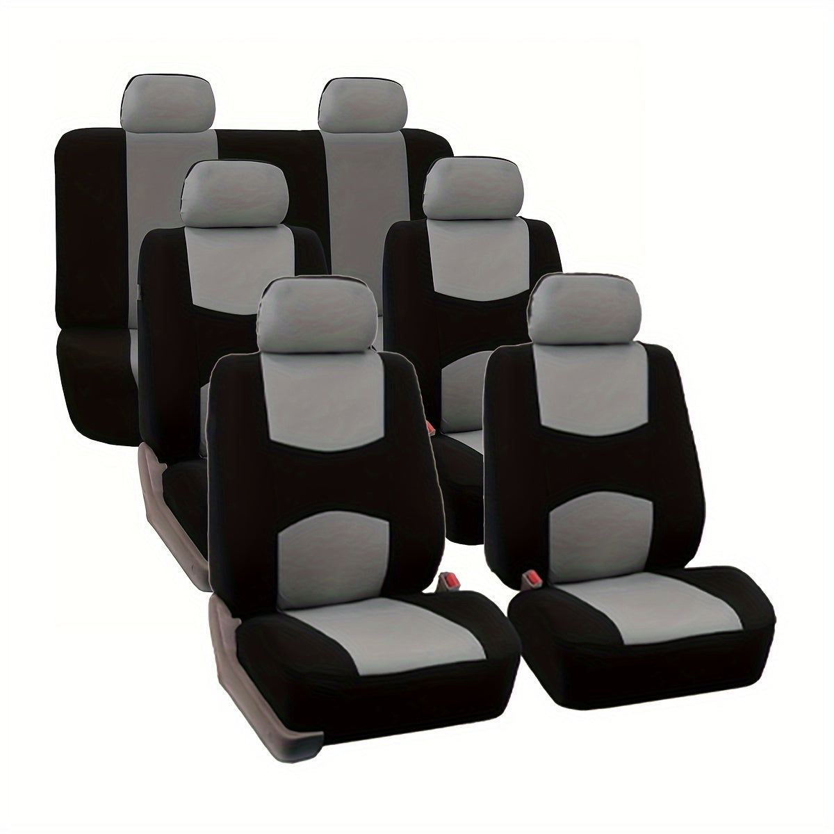 13-piece car seat covers set made of polyester fabric, universal fit for 7-seater vehicles, machine washable, all-season, no filler included.