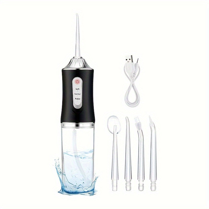 USB rechargeable water flosser for deep cleaning teeth at home with multiple modes.