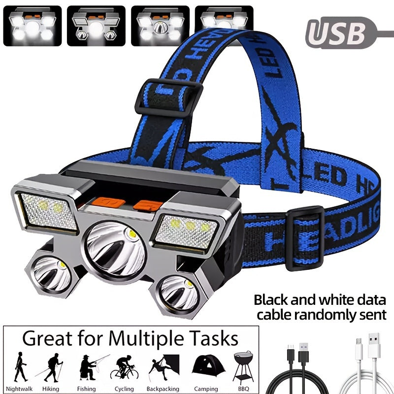 USB Rechargeable LED Headlamp with Multiple Light Modes and Long Runtime.