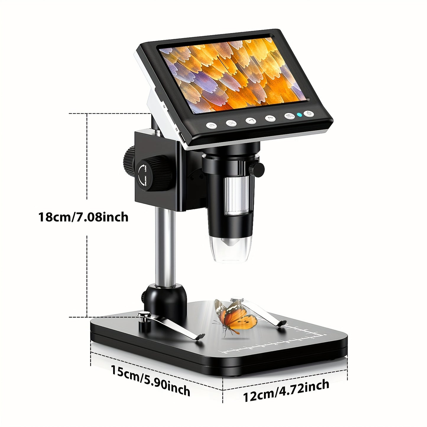 10.92cm Digital Microscope with 1000X HD 1080P resolution, 8 LEDs, and Windows compatibility for coin collection.