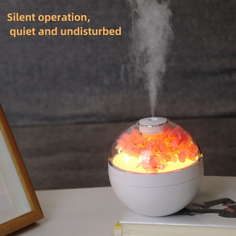 USB powered Everlasting Flower Humidifier purifies air quietly with aromatherapy for home, office, and school, for 220ml.