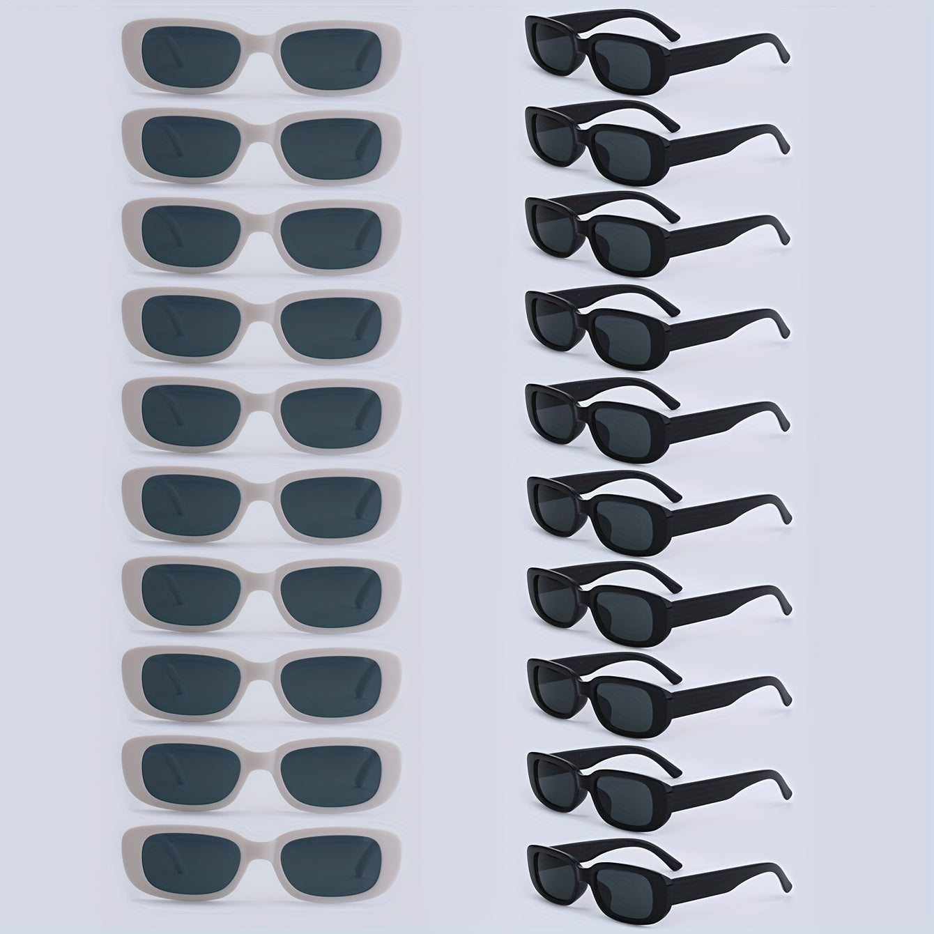 20pcs black and white square decorative glasses, trendy retro classic small frame.