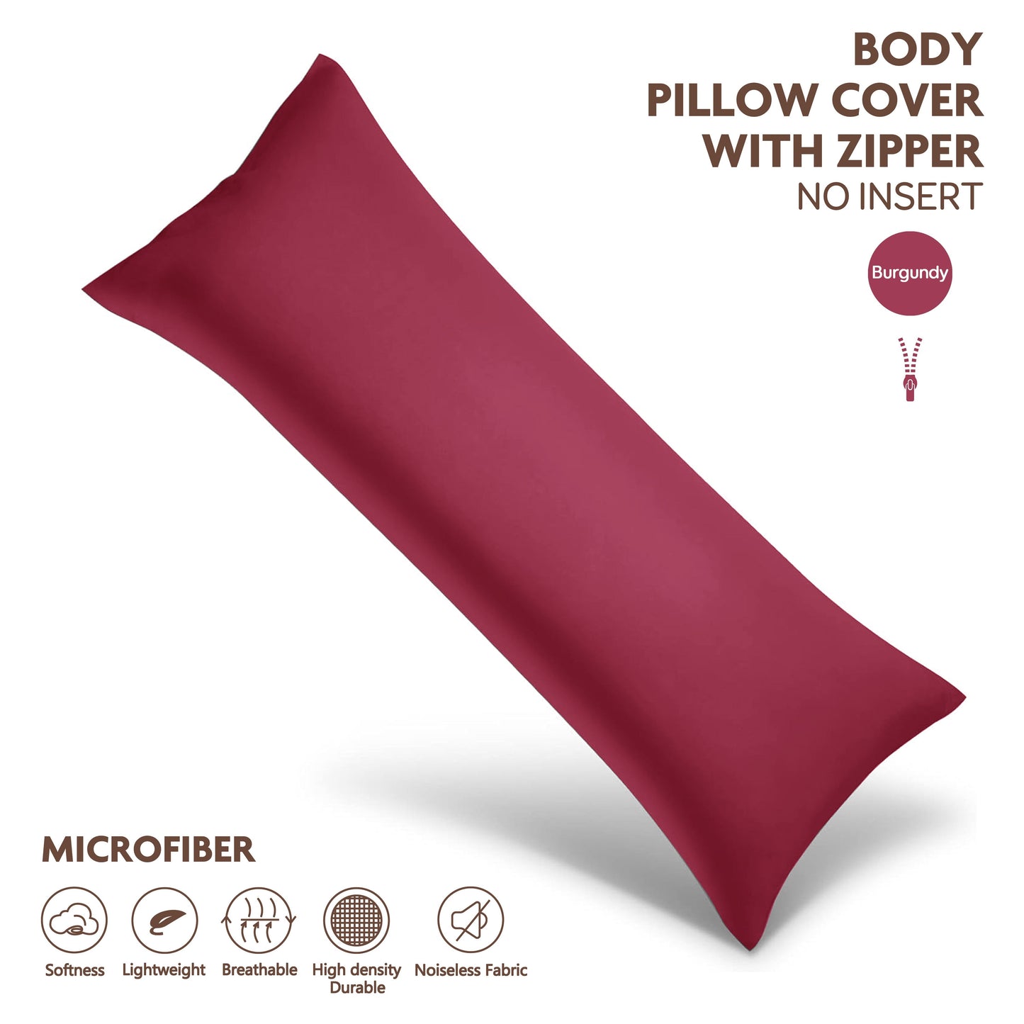 Soft and durable polyester brushed fabric long pillowcase with zipper closure, measuring 51x137cm. Perfect for home bedding decoration. Does not include pillow core.