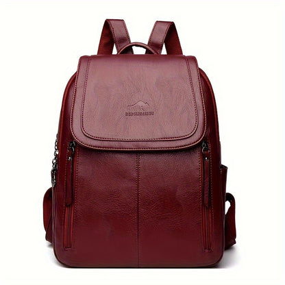 Women's Fashion Flap Backpack in Soft Faux Leather