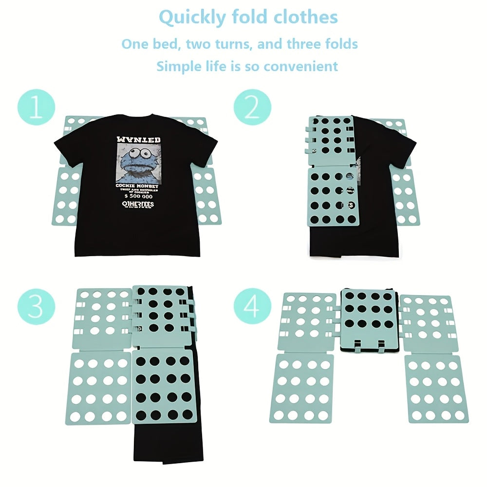 Adult Shirt Folding Board, made from durable PP material, requires no power. This plastic T-shirt folder is perfect for home and travel use, providing a quick and easy way to organize clothes.