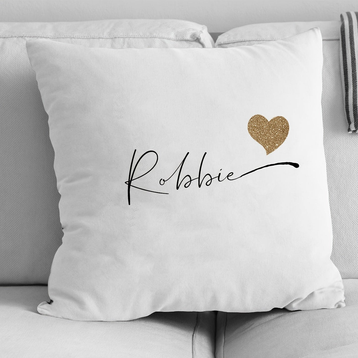 Add a Personal Touch to Your Decor with a Custom Velvet Pillowcase featuring Heart Pattern and Your Name - Single-Sided Print on White Polyester - Ideal for Nursery or Home Decor (Pillow not included)