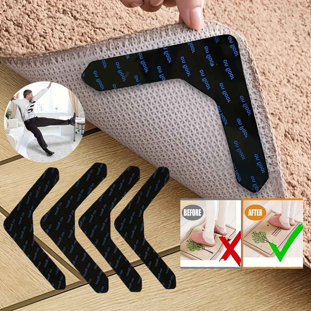 High Quality Carpet Anti-slip Stickers - Set of 4, 8, 12, or 32 pieces. Ideal for Rugs in Living Room, Dining Room, or Bathroom. Prevents Floor Mat from Slipping, Moving, and Rolling Edges.