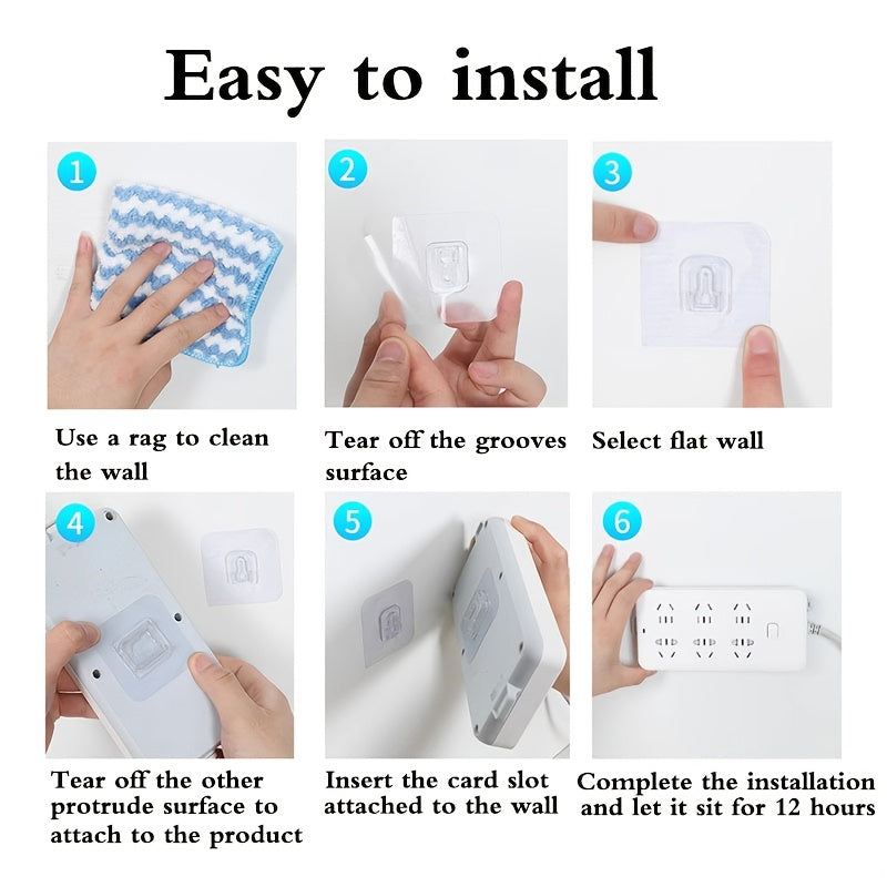 10 pairs of waterproof adhesive hooks for bathrooms and kitchens, no drilling required.