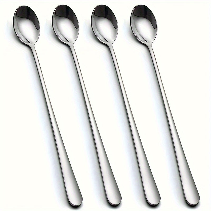 2/4/6pcs Stainless Steel Spoons: Coffee, Dessert, Iced Tea, Long Handle