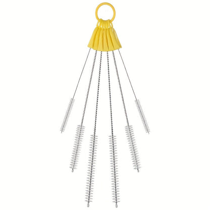 The 6-Pack of Long Straw Cleaning Brushes comes in multiple sizes and is designed with a comfortable grip. Made with a combination of metal and plastic, these pipe cleaners are perfect for cleaning in the kitchen without the need for electricity. They