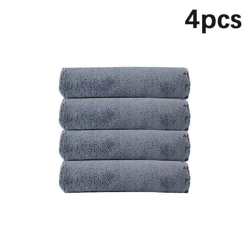 Set of 4 square towels measuring 27.94*27.94cm. Soft, absorbent, versatile for bathroom and household use.