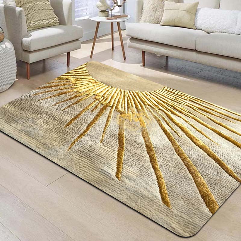 Rectangular Entrance Mat with Sunburst Design - Soft Thick Sponge Indoor Rug, Machine Washable Polyester with PVC Backing, Decorative Carpet for Kitchen, Laundry, Bathroom, Living Room, Bedroom - 1 Piece