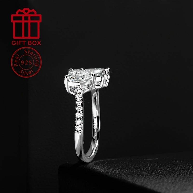 Gift your friends and BFFs this fashionable and novel Women's Eternal Ring, featuring a 925 Silver Moissanite 6.5mm Heart shape main stone with 2CT, adorned with 0.012*14 side stones. The ring weighs a total of 4.6g, making it a stunning accessory for