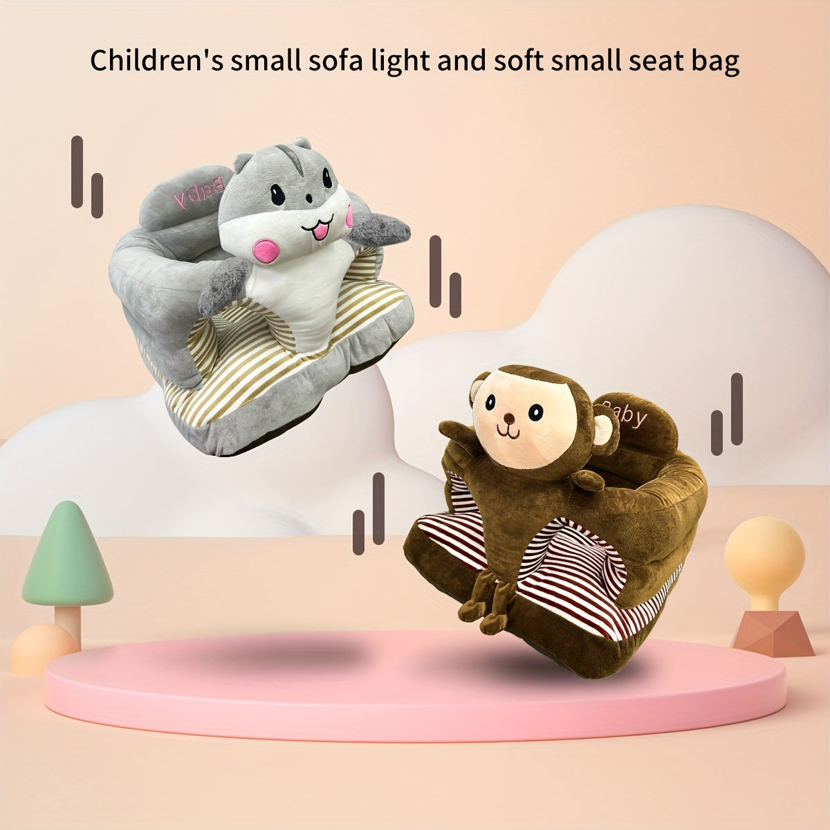 Adorable Cartoon Sofa for Kids, Helps Improve Sitting Posture, Backrest and Cute Design, Perfect Room Decoration