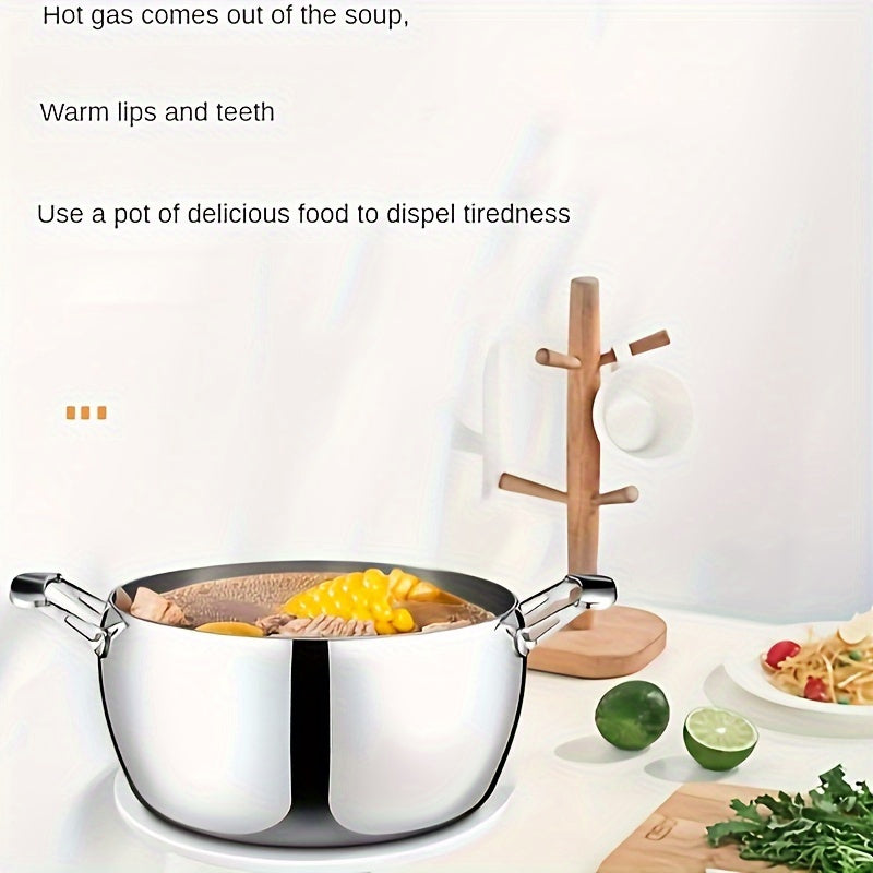 Durable Soup Pot Made of 304 Stainless Steel, Suitable for Gas Stovetops, No Electricity Needed