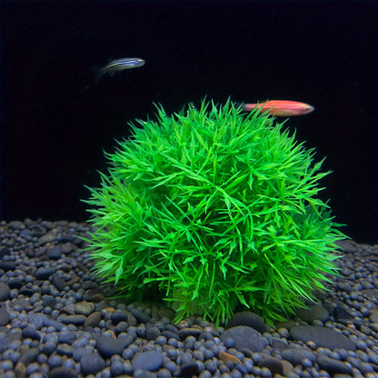 Artificial PVC Alternanthera grass ball for aquarium decoration.