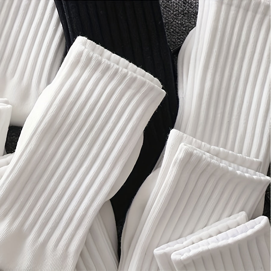 6 pairs of comfortable, breathable mid-tube ribbed socks for women.