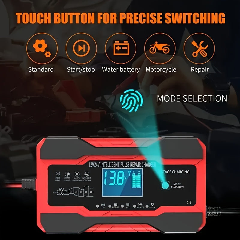 RJTIANYE 180W Intelligent Pulse Repair Charger for 12V/24V car batteries with multi-protection and electric stop function.