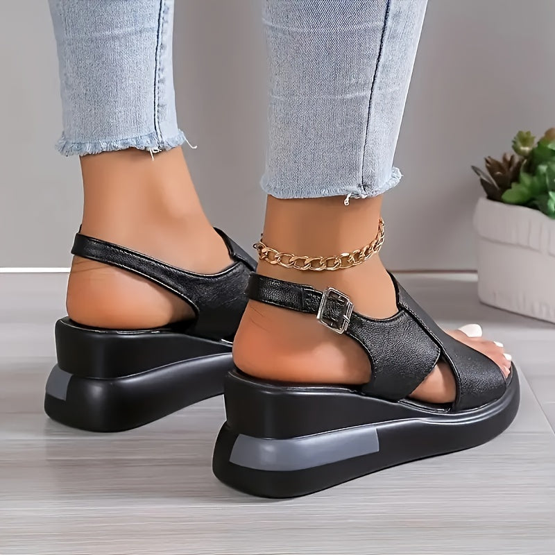 Wedge sandals for women, comfortable and stylish with buckle strap.