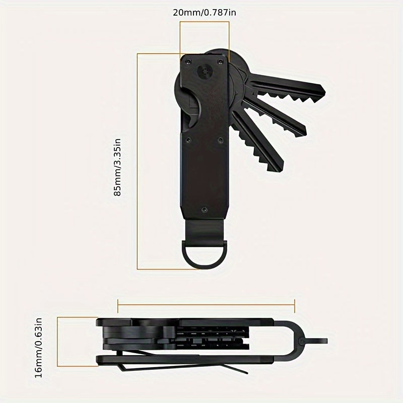 Stylish Minimalist Key Organizer - Compact Holder for 2-6 Keys, Sleek Metal Design, Ideal for Daily Commutes