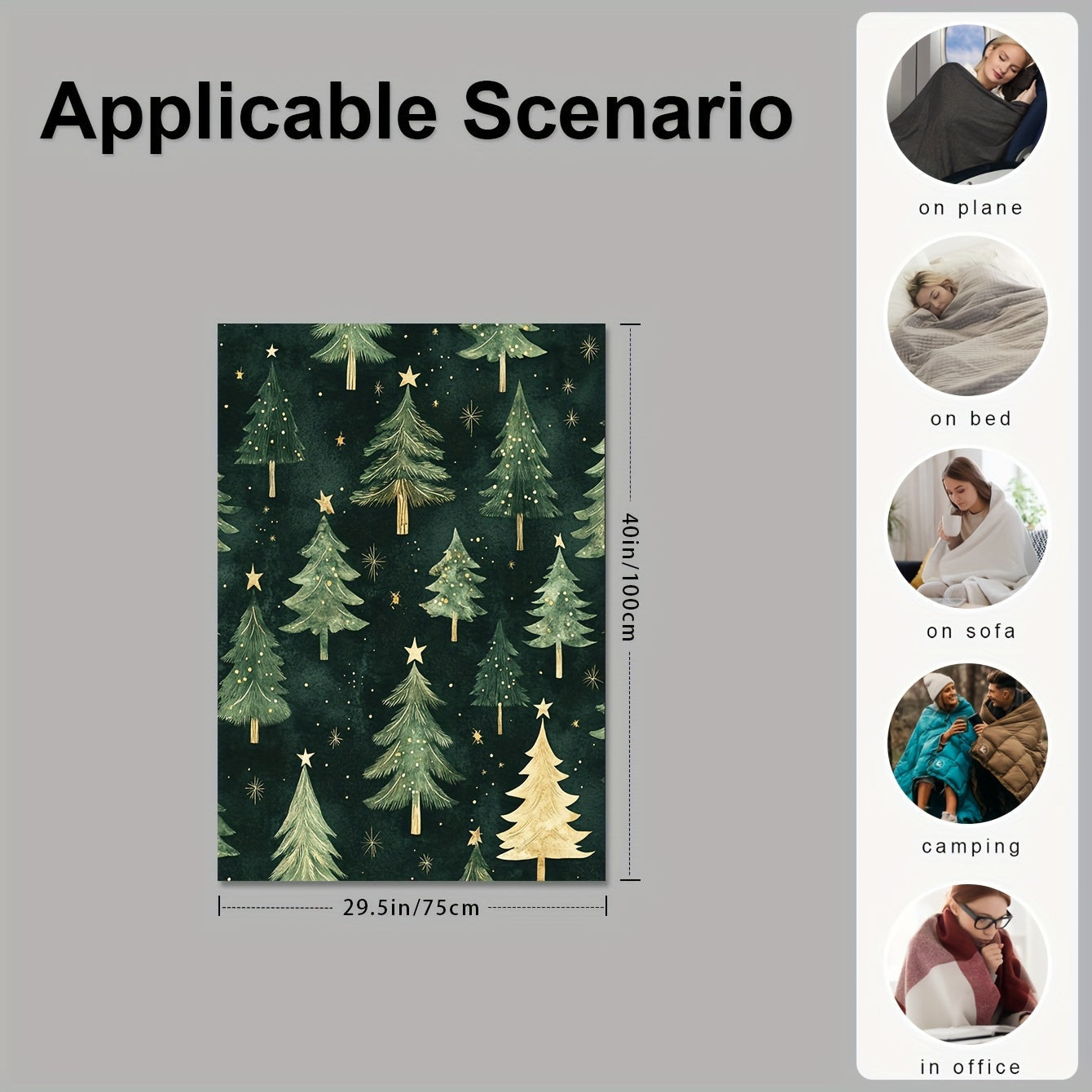 Get cozy with this green Christmas tree print Flannel Fleece Throw Blanket. Whether you're snuggling up on the sofa, bed, or in the office, this soft and warm blanket provides year-round comfort. It's machine washable, anti-allergen, and made with a