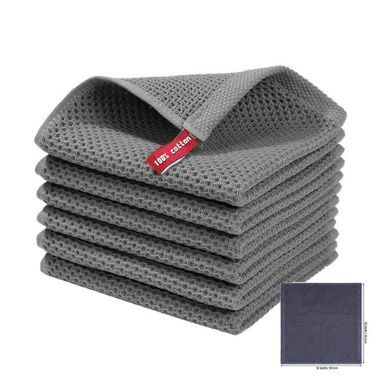 6 pieces of kitchen cleaning tools including waffle dish towels, scouring pad, dish cloths, and thickened cleaning cloth - all antibacterial and washable.