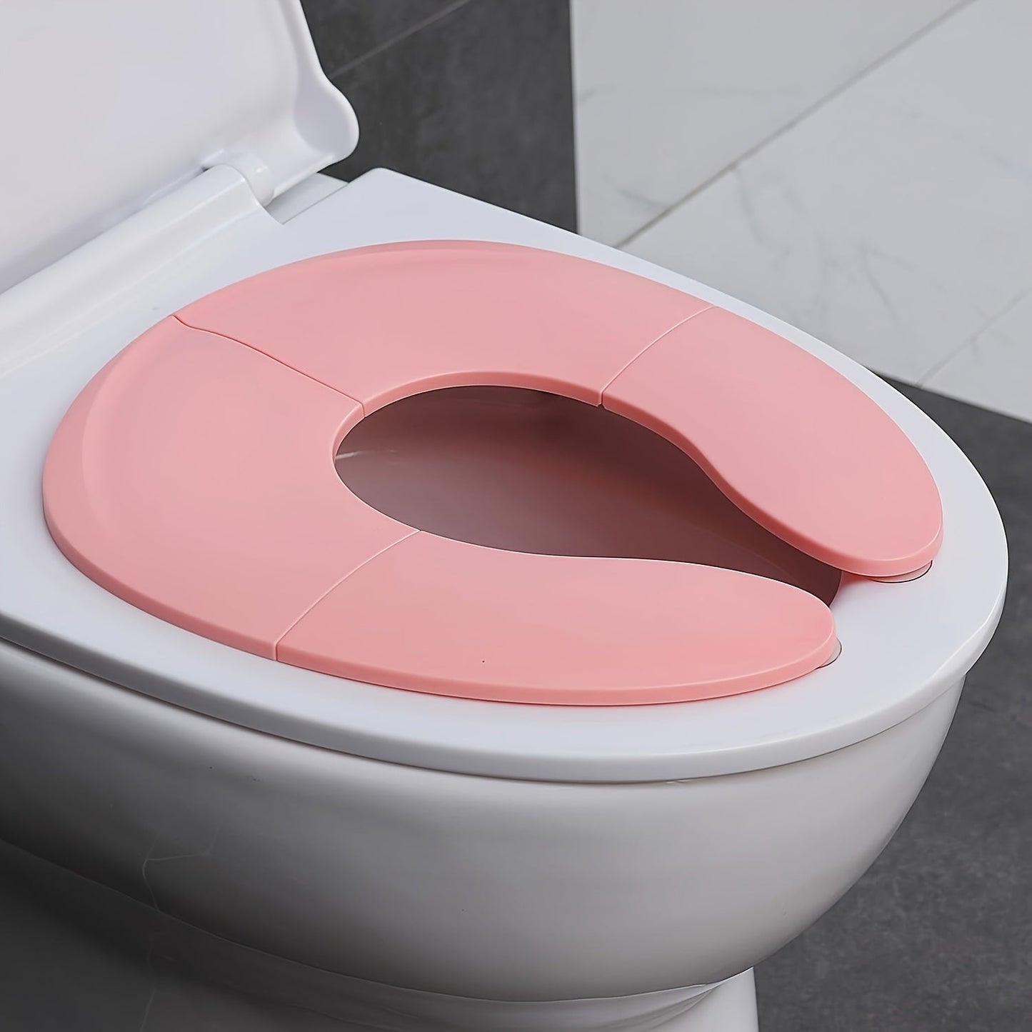 Travel Toilet Seat Cover that is Portable, Folding, and Non-Slip - Made with Easy to Clean PVC Material, Recyclable Potty Training Solution for Boys and Girls